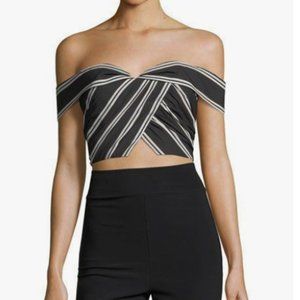 NWOT Alice & Olivia Black Off-Shoulder Crop Top